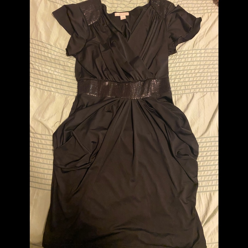 Black Matte Sequined Balloon Dress